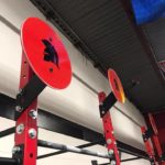 The Crossfit Battlefield Spartan logo on squatracks