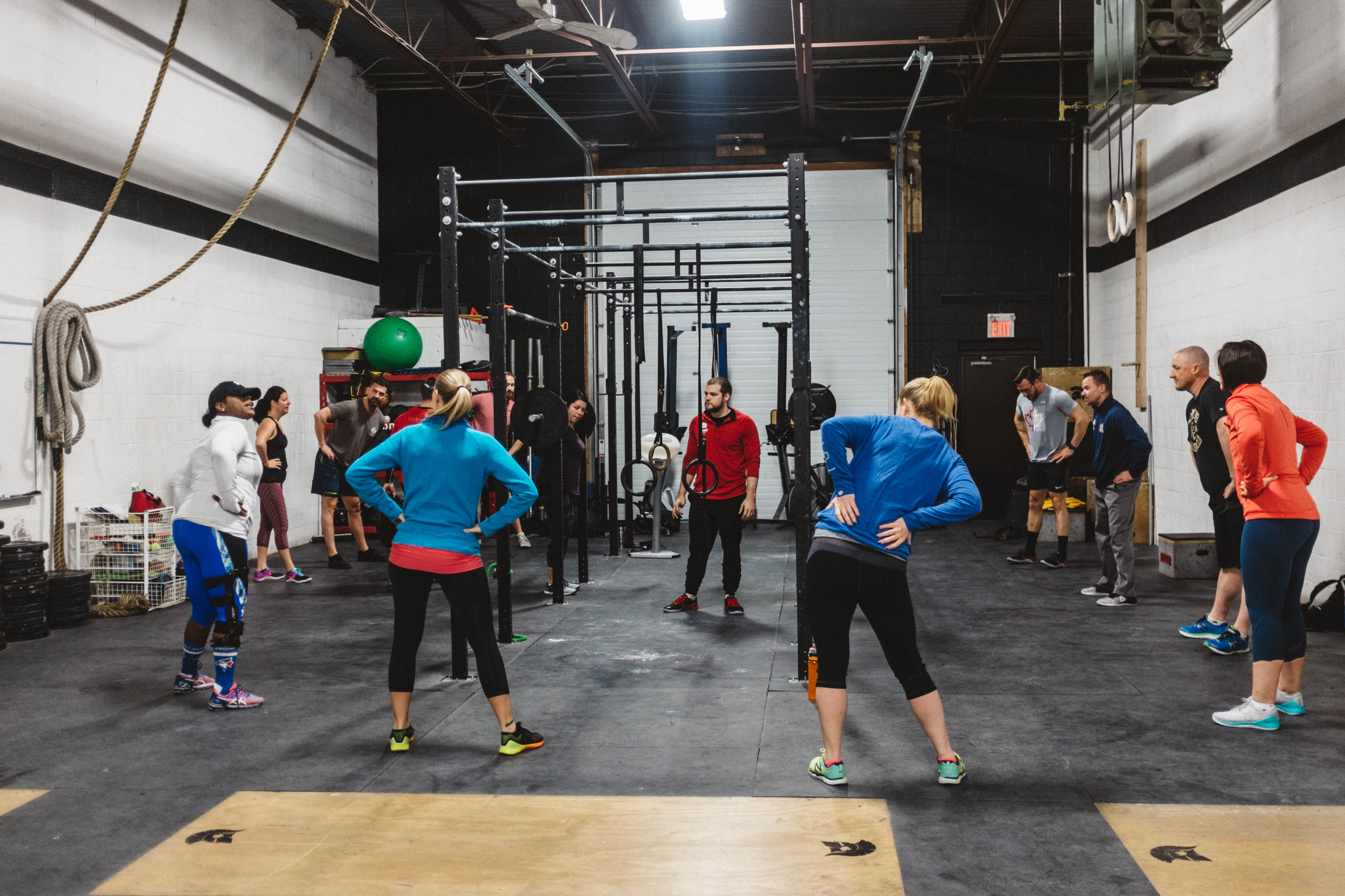 People warming up for a workout at Crossfit Battlefield in Stoney Creek, ON